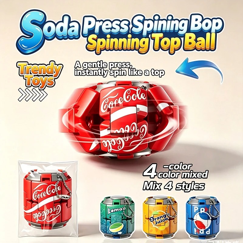 Spin Top Gyro Toy - Mainan fidget putar berbentuk kaleng soda,